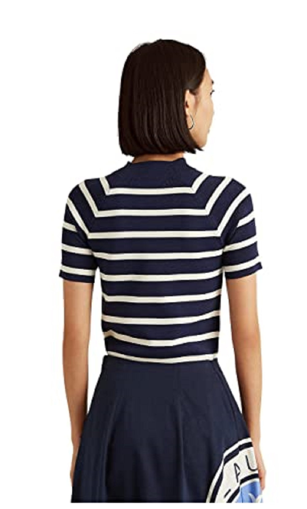 Ralph Lauren Women's Striped Short Sleeve Sweater Blue Size Large