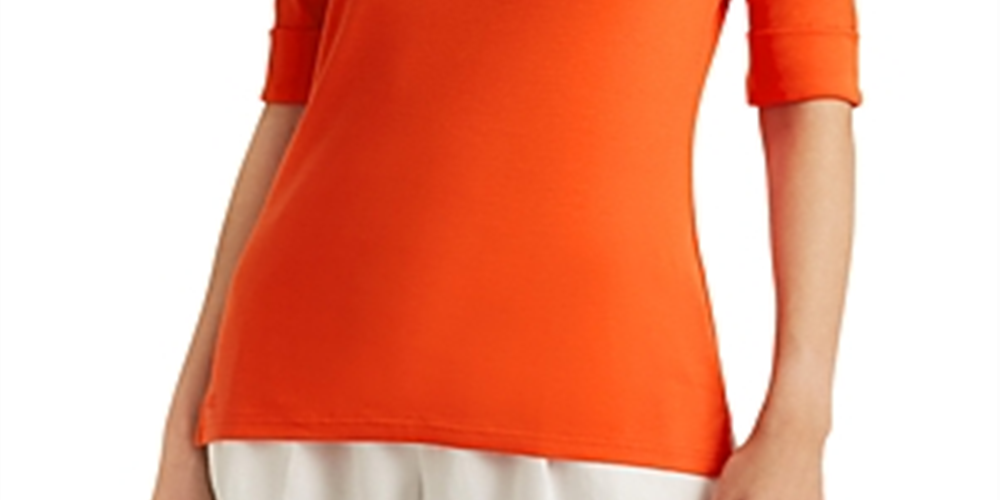 Ralph Lauren Women's Boat Neck Top Orange Size S