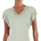 Ralph Lauren Women's Jersey Flutter Sleeve T-Shirt Green Size XX-Large