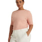 Ralph Lauren Women's Cotton Blend Boatneck Top Pink Size 1X