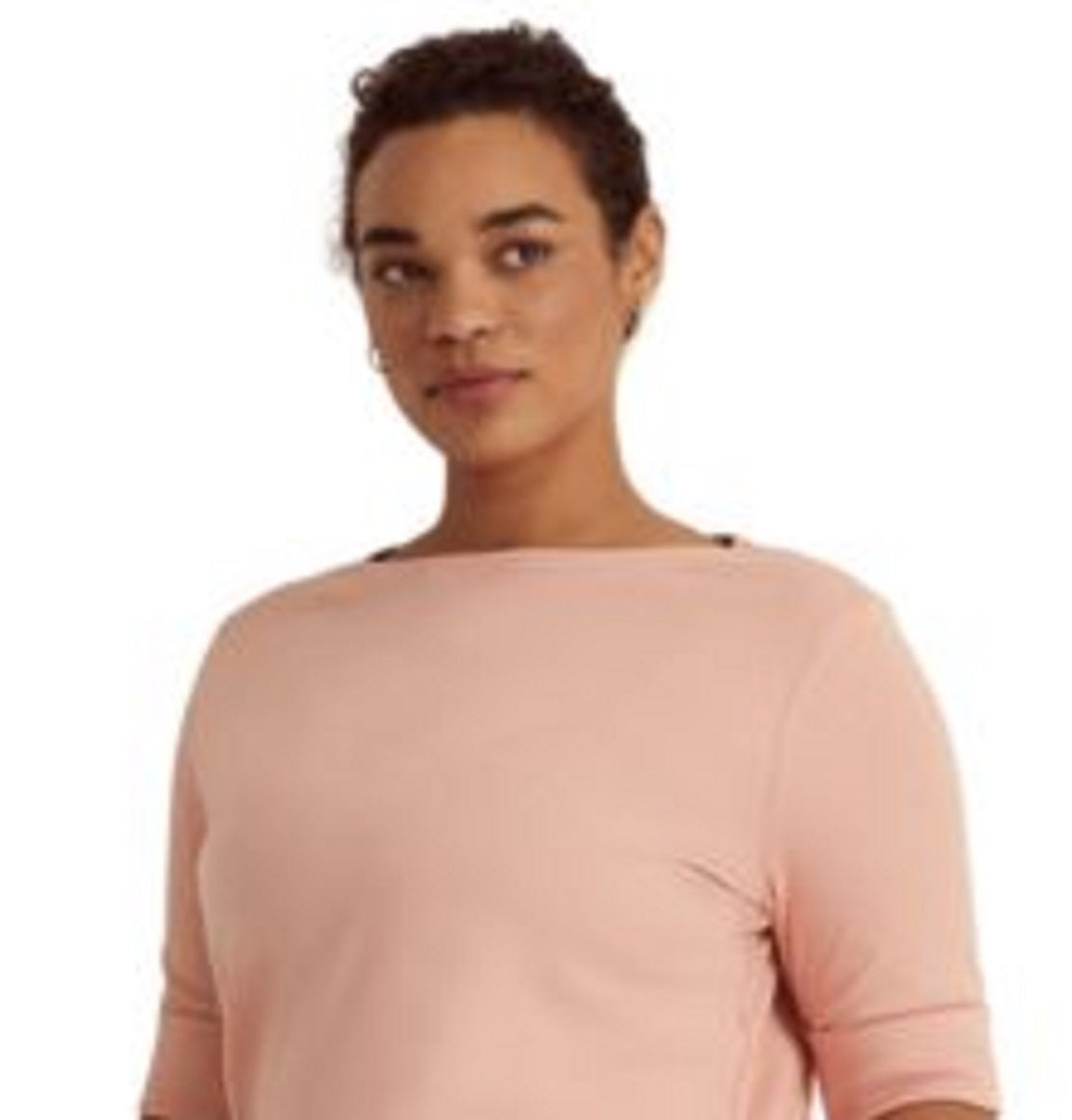 Ralph Lauren Women's Cotton Blend Boatneck Top Pink Size 1X