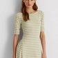 Ralph Lauren Women's Striped Stretch Cotton Midi Dress Green Size Small