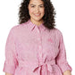 Ralph Lauren Women's Striped Logo Linen Shirt Pink Size 3X