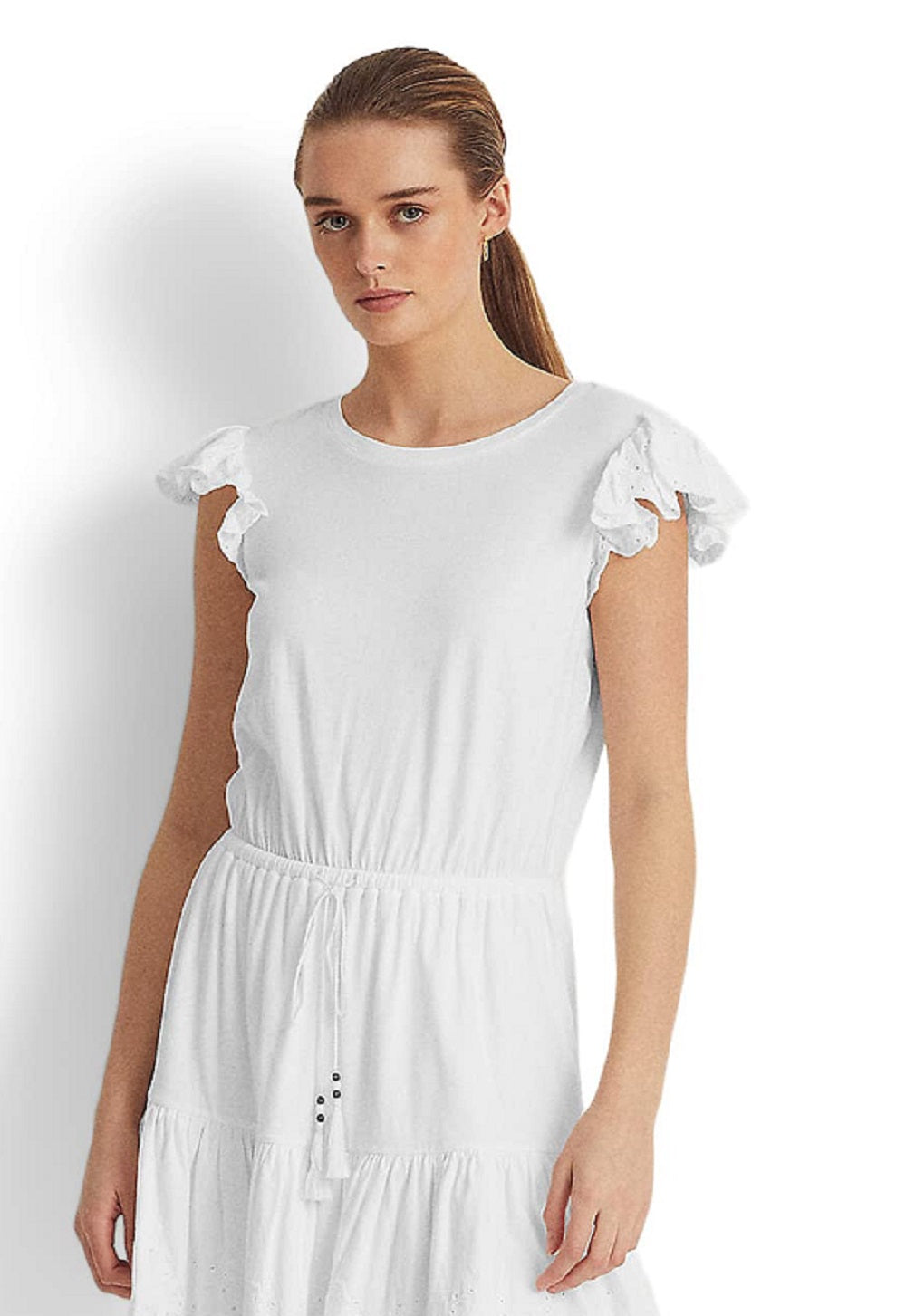 Ralph Lauren Women's Eyelet Jersey Dress White Size 4
