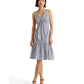 Ralph Lauren Women's Striped Front Tie Crepe Dress White Size 12