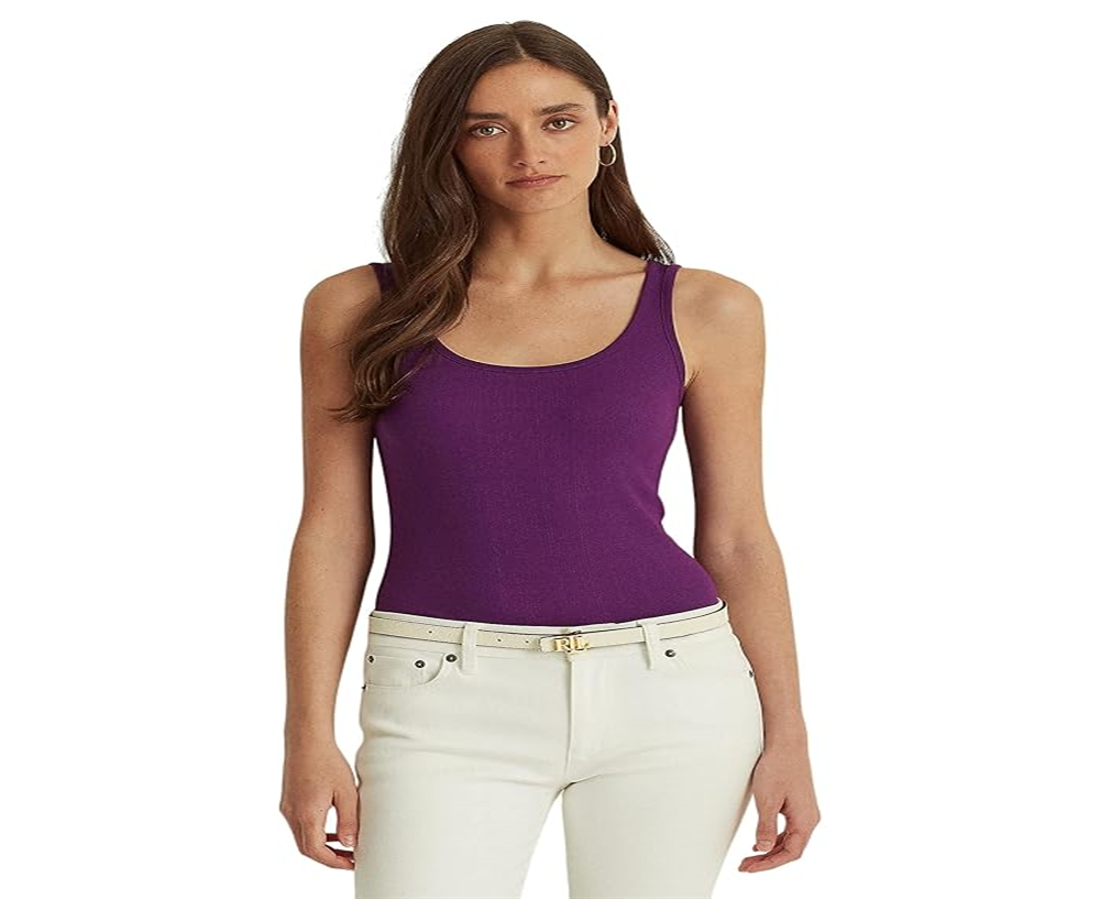 Ralph Lauren Women's Cotton Blend Tank Top Purple Size Large