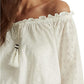 Ralph Lauren Women's Off The Shoulder Jersey Eyelet Blouse White Size Medium