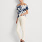 Ralph Lauren Women's Ruffled Elasticized Drawcord Waist Tie Dye Short Sleeve Off Shoulder Top White Size X-Large