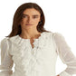 Ralph Lauren Women's Ruffle Trim Tulle Cardigan White Size Petite Large