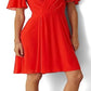 Ralph Lauren Women's Flutter Sleeve Georgette Dress Red Size 12