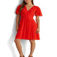 Ralph Lauren Women's Flutter Sleeve Georgette Dress Red Size 14