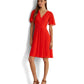 Ralph Lauren Women's Flutter Sleeve Georgette Dress Red Size 8