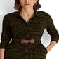 Ralph Lauren Women's Zebra Print Stretch Jersey Shirtdress Green Size Medium