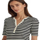 Ralph Lauren Women's Striped Cotton Blend Henley Tee Black Size Large
