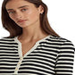 Ralph Lauren Women's Striped Cotton Blend Henley Tee Black Size Large