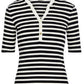 Ralph Lauren Women's Striped Cotton Blend Henley Tee Black Size X-Small