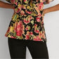 Ralph Lauren Women's Floral Ruffle Trim Surplice Jersey Top Black