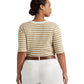 Ralph Lauren Women's Striped Cotton Blend Henley Tee Brown Size 1X