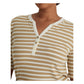 Ralph Lauren Women's Striped Cotton Blend Henley Tee Brown Size 1X