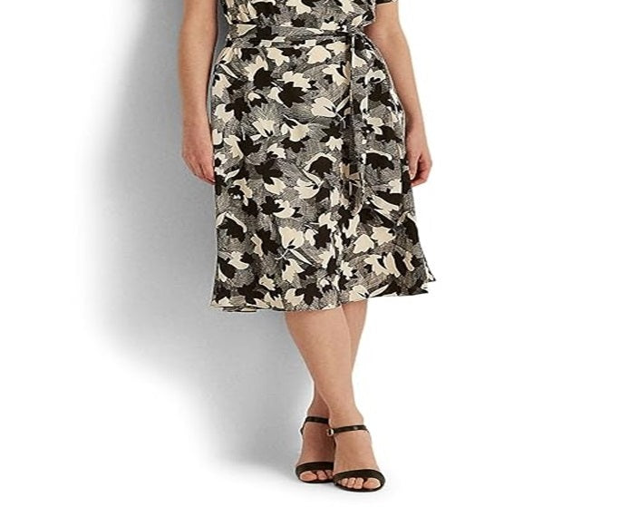 Ralph Lauren Women's Printed Bubble Crepe Dress White Size 4
