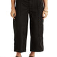 Ralph Lauren Women's Micro Sanded Twill Belted Wide Leg Pants Black Size 8
