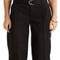 Ralph Lauren Women's Micro Sanded Twill Belted Wide Leg Pants Black Size 8