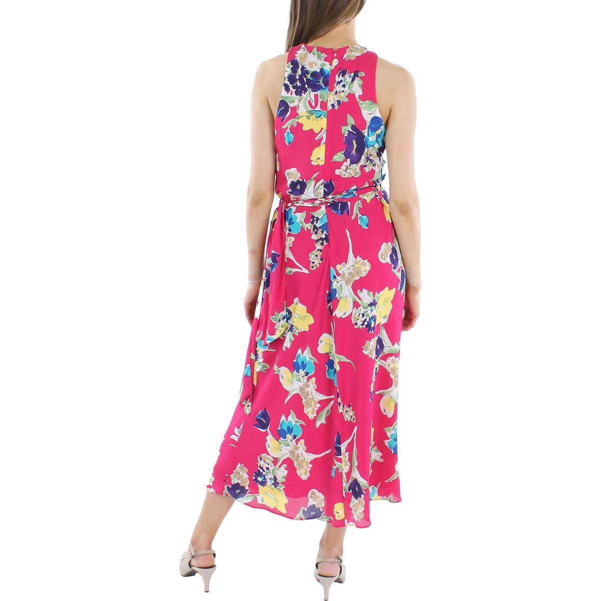 Ralph Lauren Women's Floral Halter Maxi Dress Pink Size 14