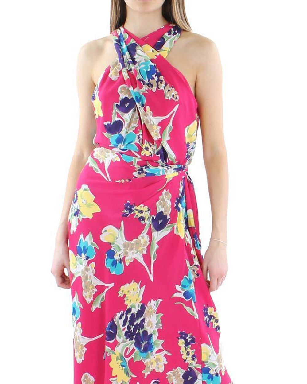 Ralph Lauren Women's Floral Halter Maxi Dress Pink Size 14