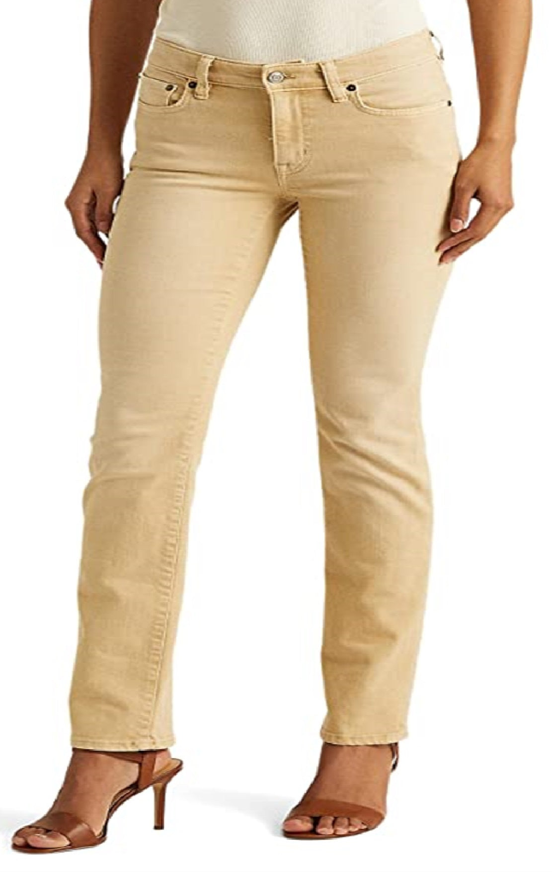 Ralph Lauren Women's Mid Rise Straight Jeans Brown Size 10