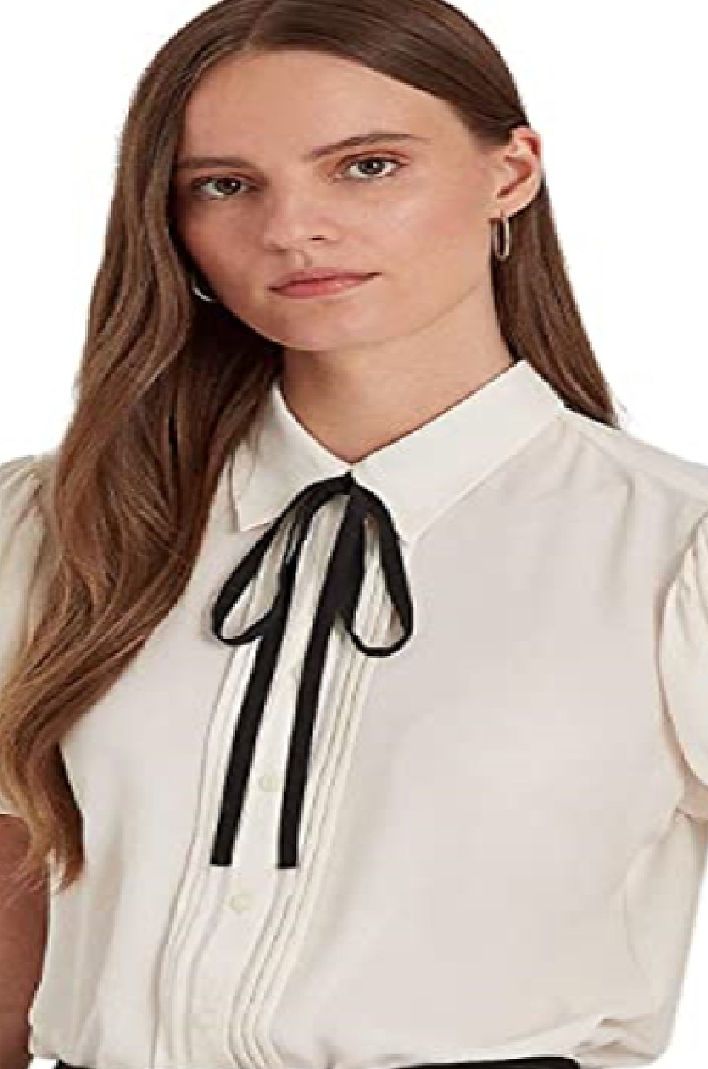 Ralph Lauren Women's Crinkle Georgette Puff Sleeve Shirt Brown Size X-Large