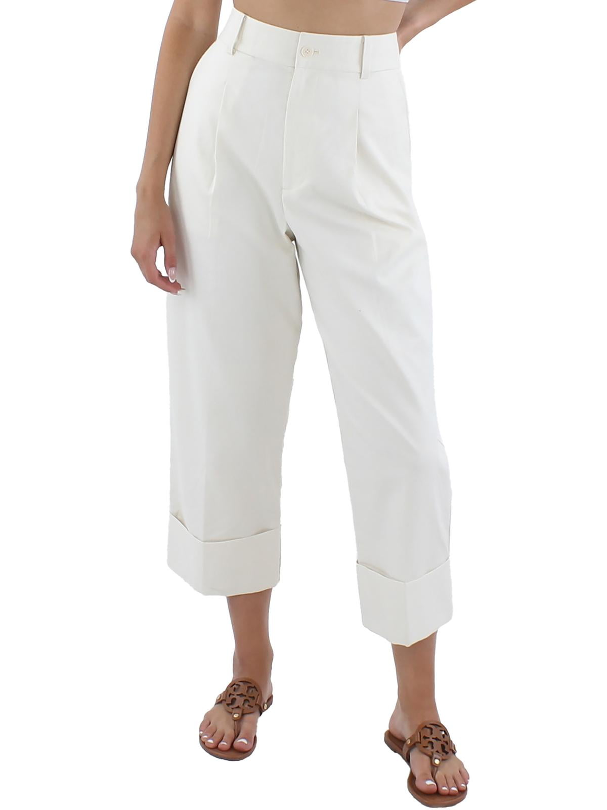 Ralph Lauren Women's Pleated Stretch Ankle Pants White