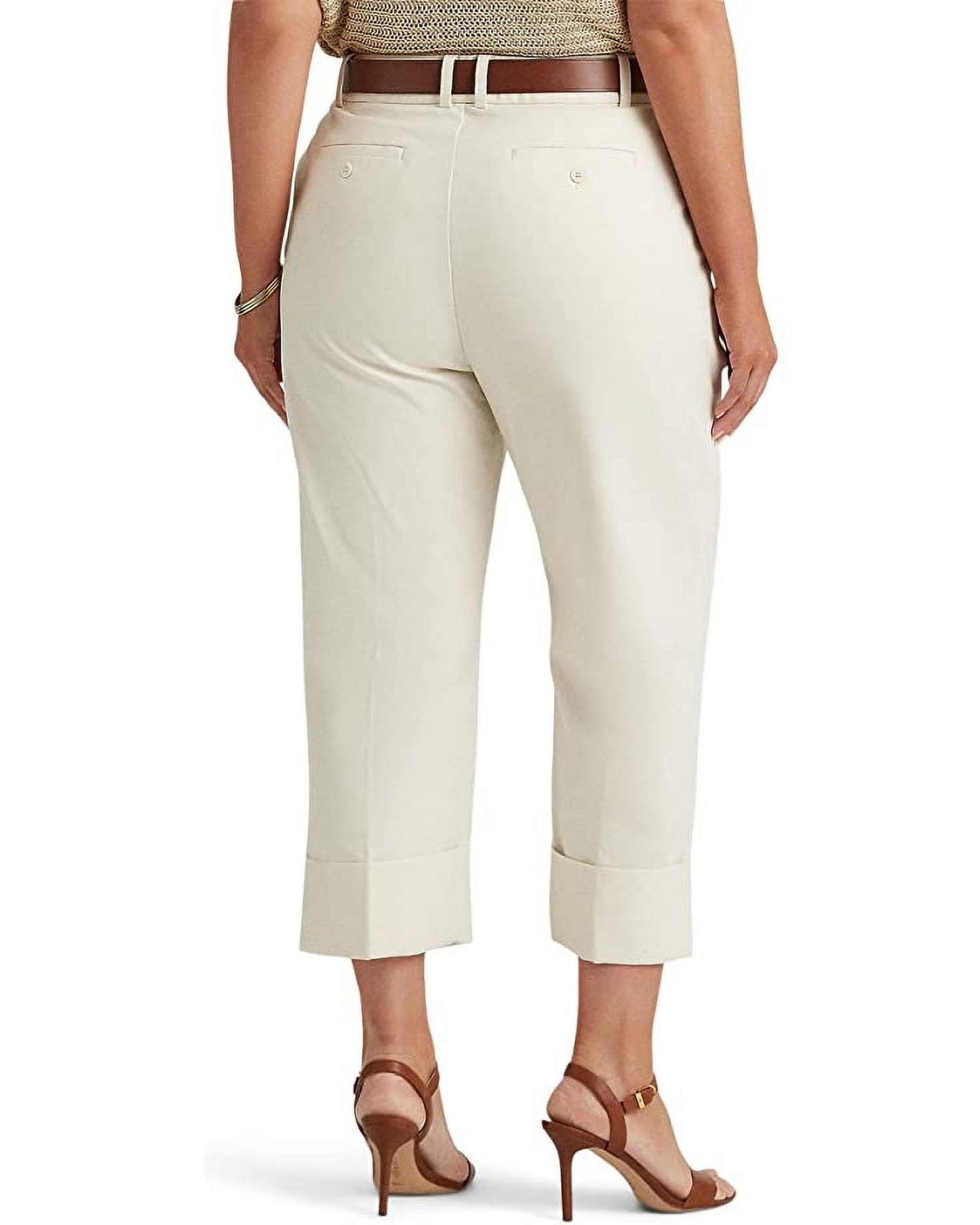Ralph Lauren Women's Stretch Cotton Ankle Pants White Size 18W