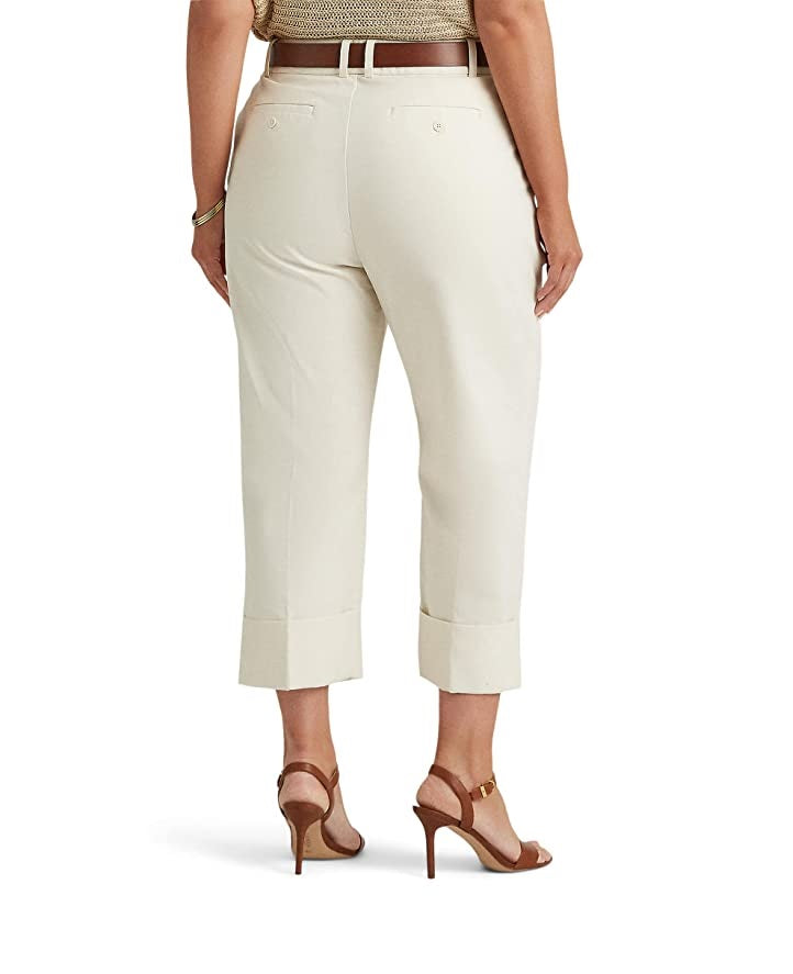 Ralph Lauren Women's Double Faced Stretch Cotton Ankle Pants White