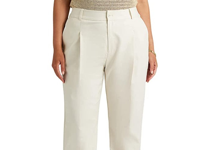 Ralph Lauren Women's Double Faced Stretch Cotton Ankle Pants White