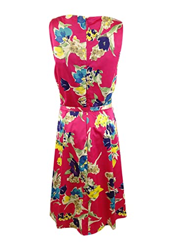 Ralph Lauren Women's Floral Belted Cocktail Dress Pink Size 6
