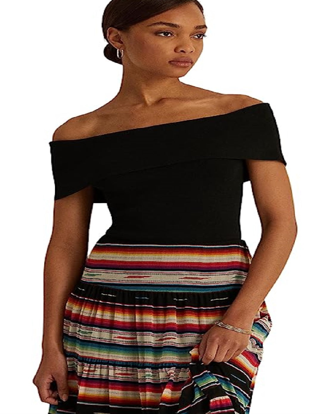 Ralph Lauren Women's Off Shoulder Sweater Black Size Petite X-Small