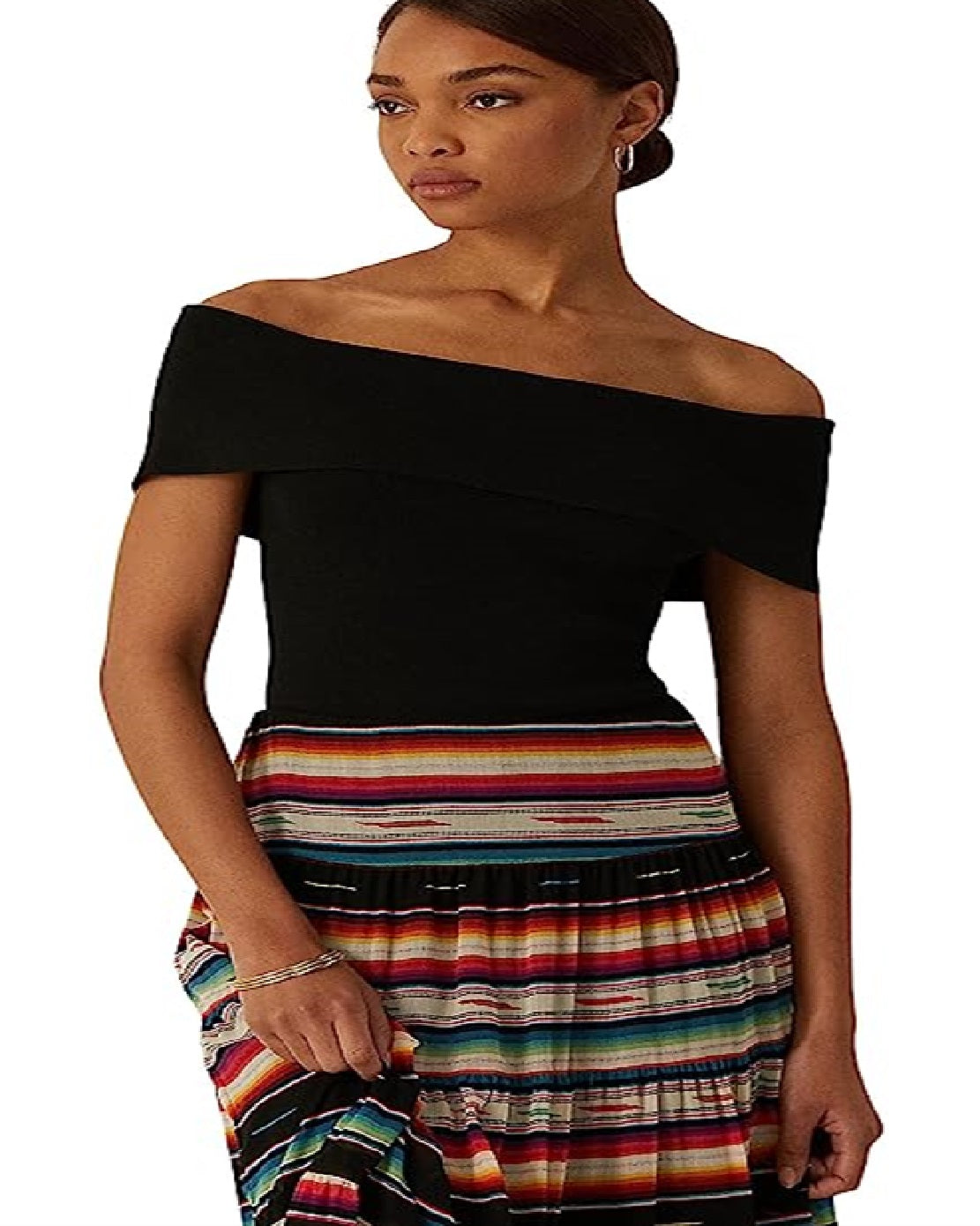 Ralph Lauren Women's Off Shoulder Sweater Black Size Petite X-Small