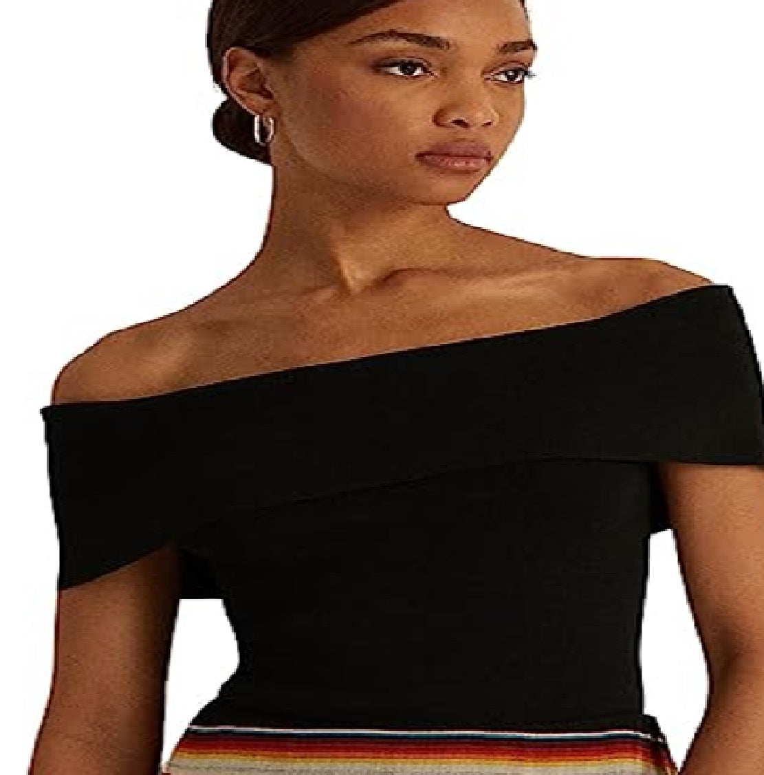 Ralph Lauren Women's Off Shoulder Sweater Black Size Petite X-Small