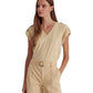 Ralph Lauren Women's Slub Jersey Roll Tab Sleeve Tee Brown Size Large