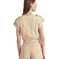 Ralph Lauren Women's Slub Jersey Roll Tab Sleeve Tee Brown Size Large