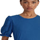 Ralph Lauren Women's Eyelet Slub Jersey Short Sleeve Tee Blue Size Large