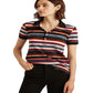 Ralph Lauren Women's Striped Pique Polo Shirt Black Size Large