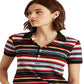 Ralph Lauren Women's Striped Pique Polo Shirt Black Size Large