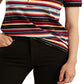 Ralph Lauren Women's Striped Pique Polo Shirt Black Size Large