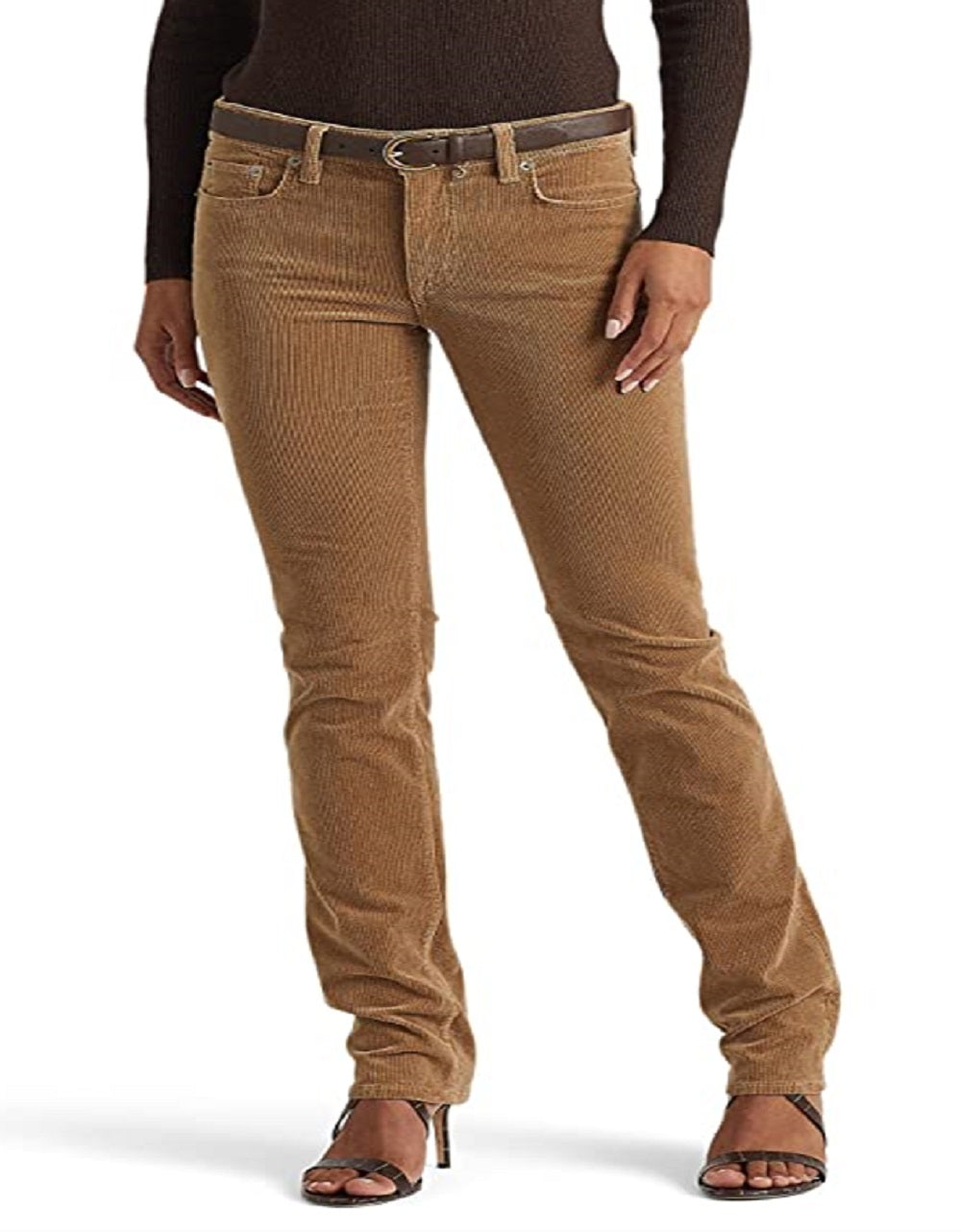 Ralph Lauren Women's Corduroy Mid Rise Straight Pant Brown Size 8