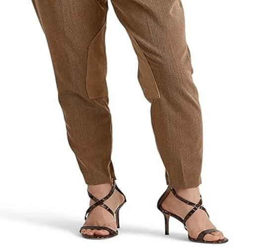 Ralph Lauren Women's Pleated Bi Stretch Jodhpur Pant Brown Size 12
