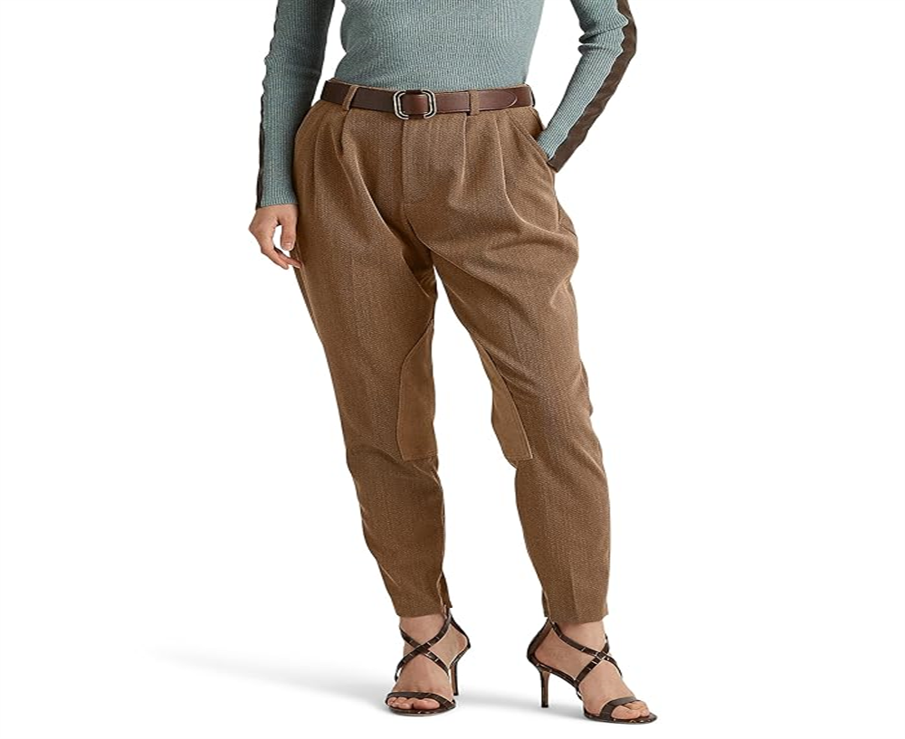 Ralph Lauren Women's Pleated Bi Stretch Jodhpur Pant Brown Size 12