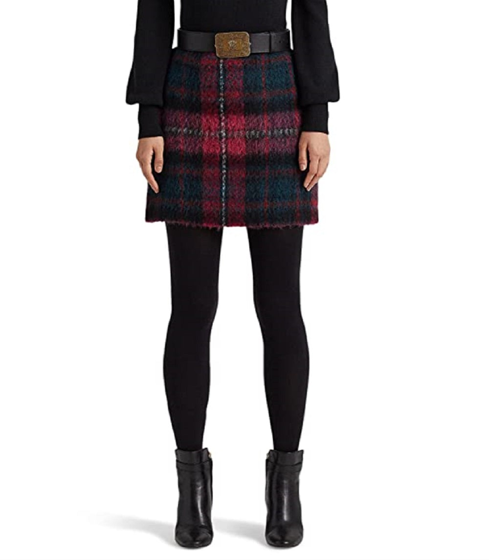 Ralph Lauren Women's Plaid Pencil Miniskirt Skirt Pink