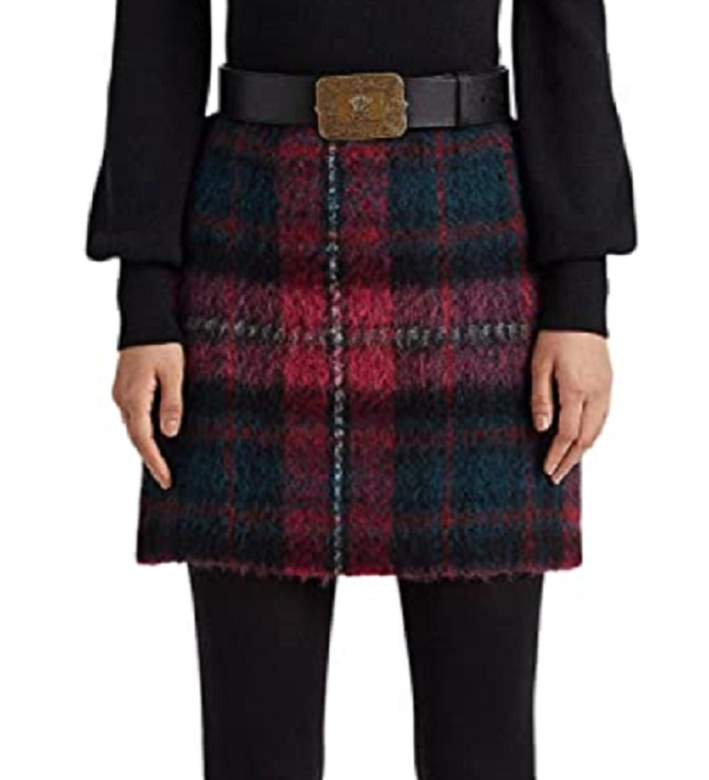 Ralph Lauren Women's Plaid Pencil Miniskirt Skirt Pink