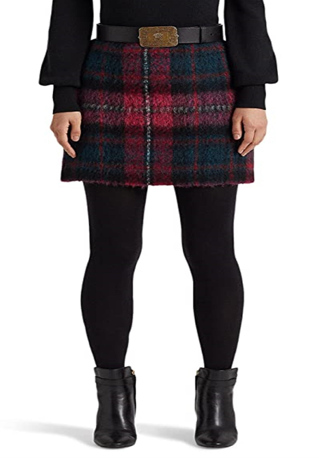 Ralph Lauren Women's Plaid Pencil Miniskirt Skirt Pink